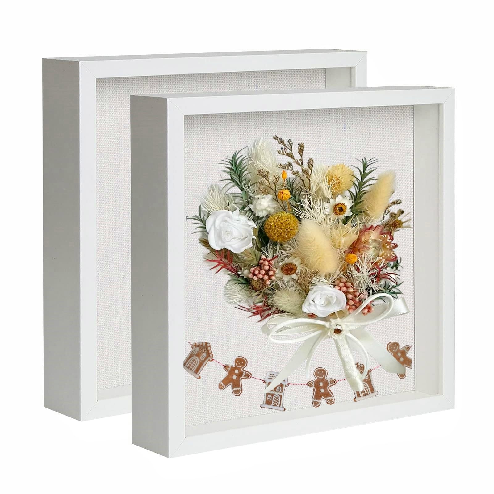 Muzilife Shadow Box Picture Frame with Linen Board Deep Wood Glass Display Case Ready to Hang Mem... | Amazon (US)