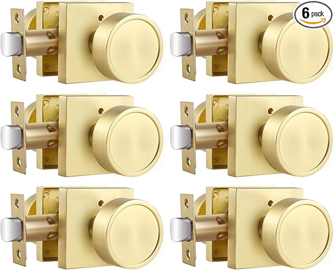 Gold Door Knobs Interior, Zinc-Alloy Heavy Duty Round Brushed Gold Privacy Door Knobs for Bedroom... | Amazon (US)