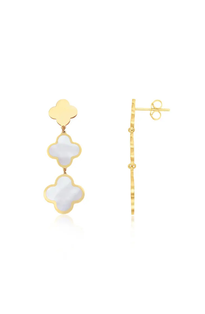 Mother of Pearl Graduating Clover Dangle Earrings | Nordstrom