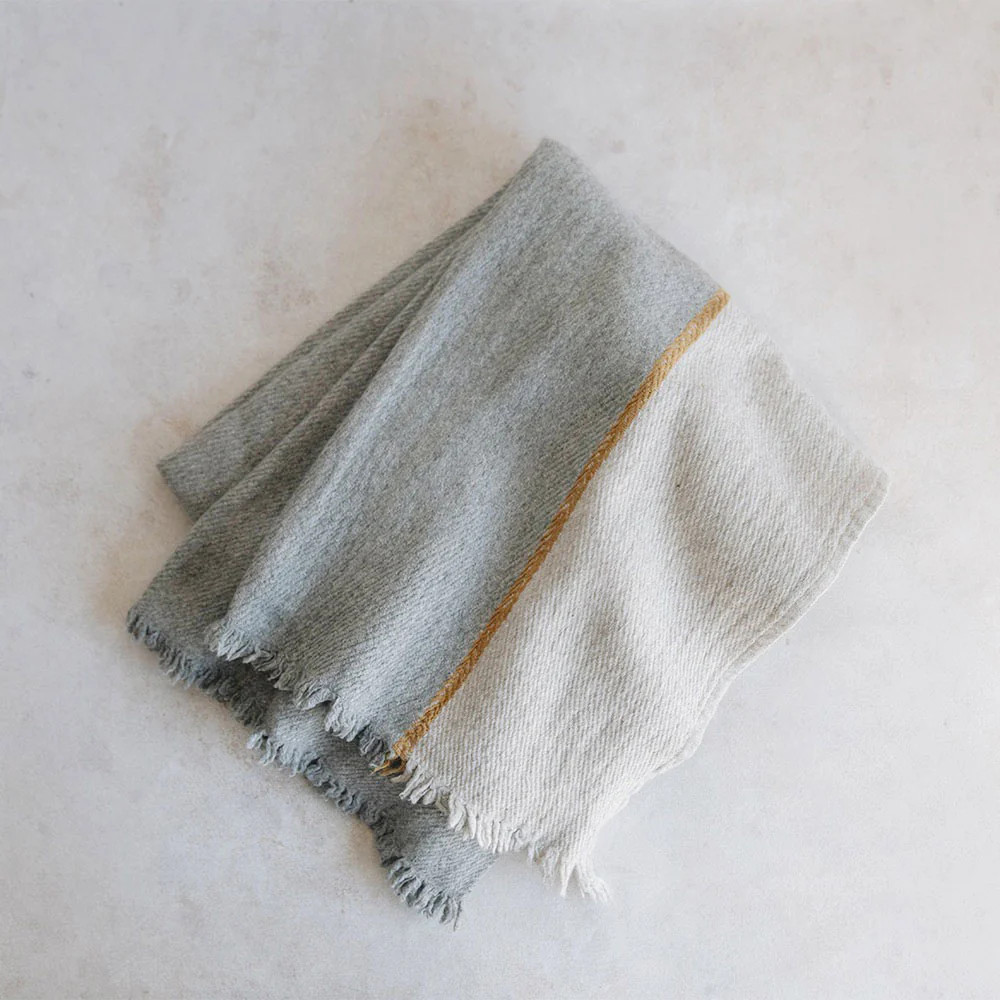 Wool Blend Throw - Natural & Grey | Roan Iris