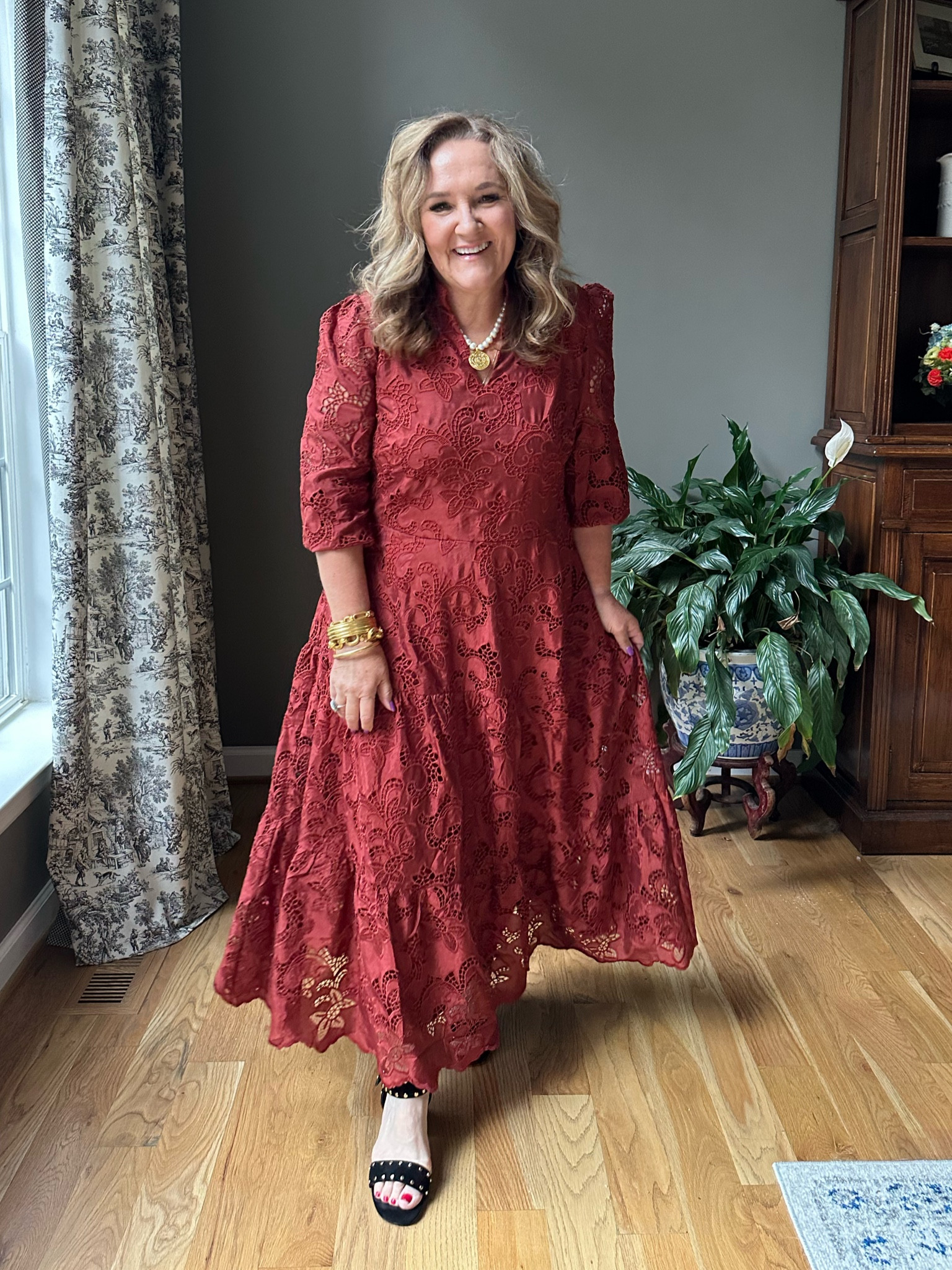 Another fall event dress. Wearing size 2.0. Add a belt or not. Love my suede studded sandals. 

Necklaces are reversible  

Fall wedding guest dress 

#LTKmidsize #LTKover40 #LTKwedding