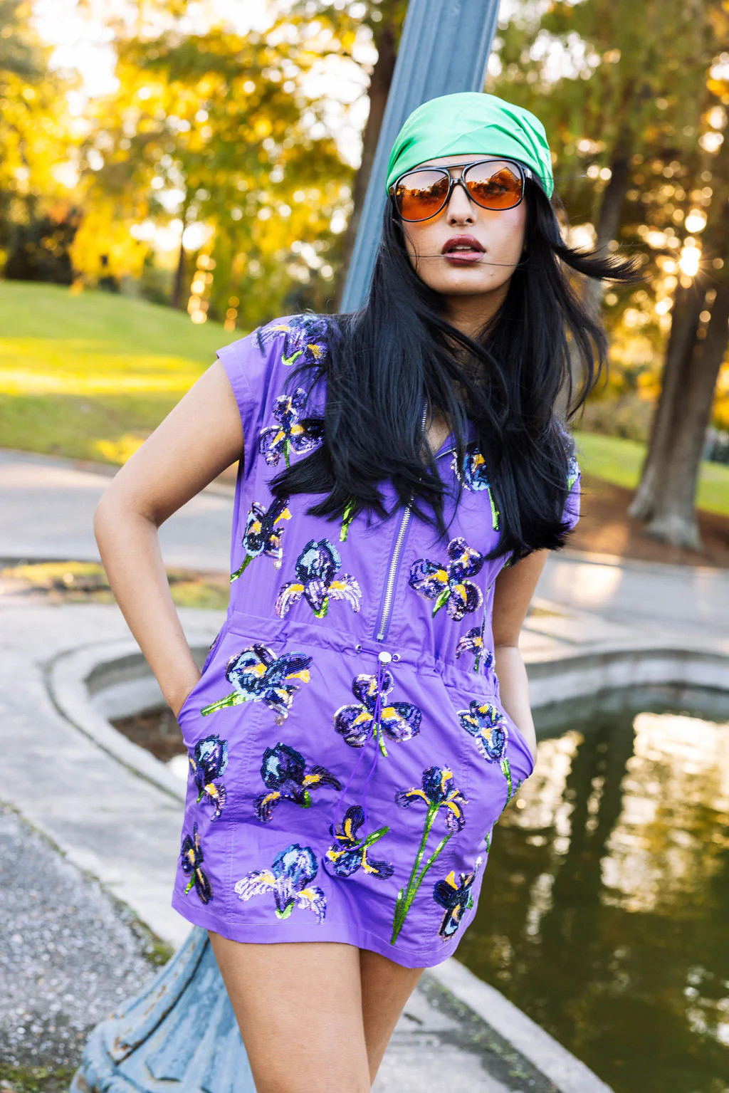 Purple Iris Cotton Collar Dress | Queen of Sparkles