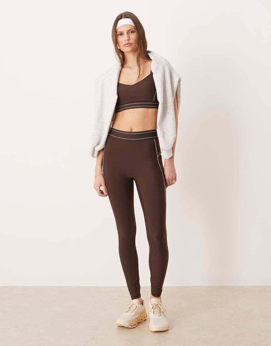 Abercrombie & Fitch YPB sculptux 7/8 leggings co-ord in brown | ASOS (Global)