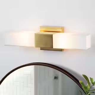 C Cattleya 2-Light Gold Finish Wall Sconce Vanity Light with White Glass Shade CA2122-W - The Hom... | The Home Depot
