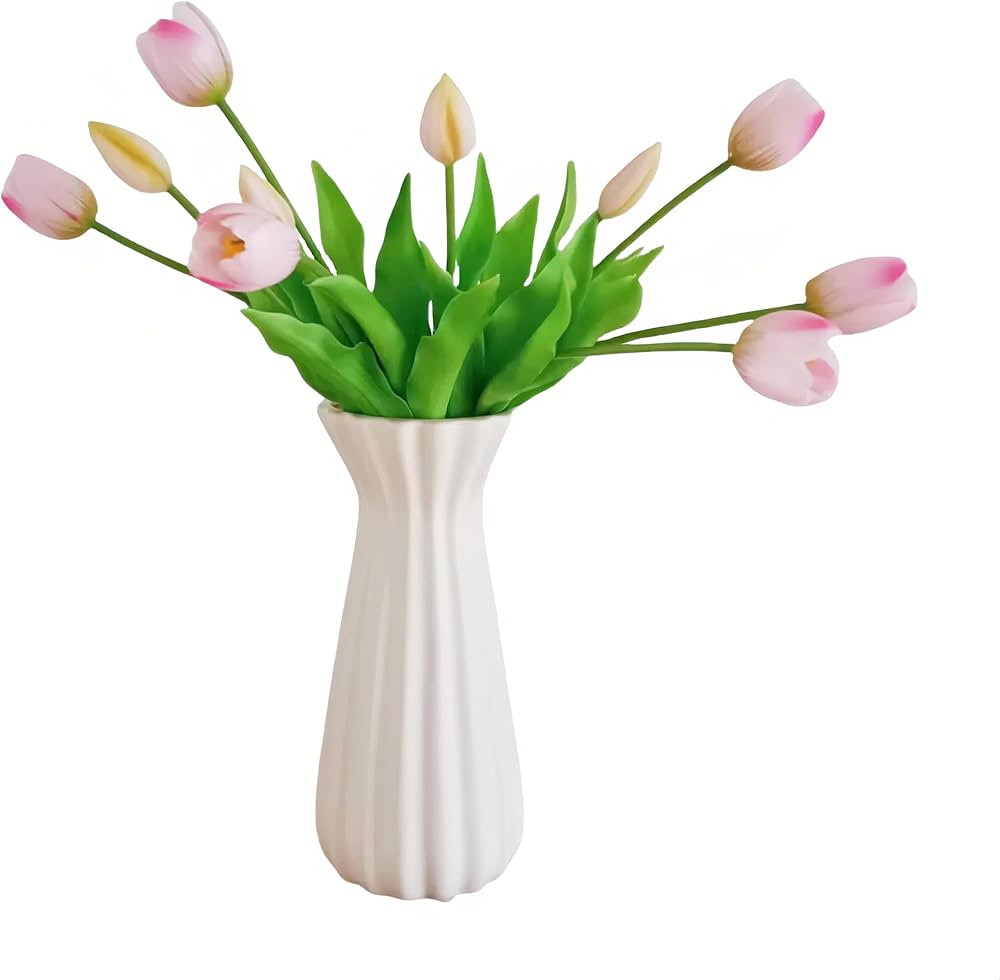 Light Pink Fake Tulips 10pcs Artificial Flowers, Real Touch Latex Bouquet, Faux Flower for Office... | Amazon (CA)
