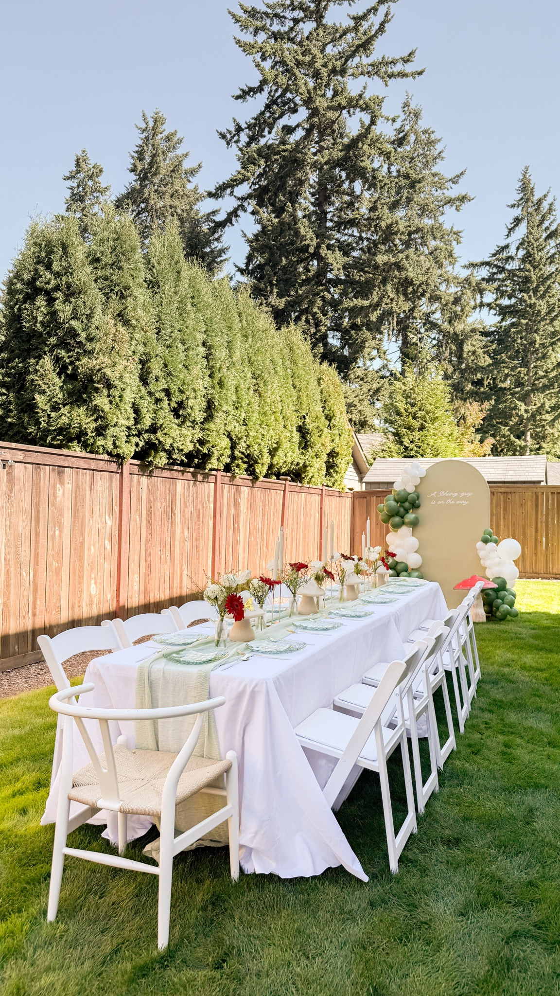MUSHROOM BABY SHOWER SET UP 🍄🍃 This was such a fun theme to bring to life! I loved putting together this whimsical tablescape! I DIY’d everything! I can’t wait to show you guys the theme for next week’s baby shower!#babyshowertheme #partysetup

bud vases, Sage green tablecloth, plastic plate, mushroom lamp, artificial baby’s breath flower pick, ballon arch kit, plaid cocktail napkins, home finds, paper lanterns, butterfly wall decals, tablevcloth, arch stand, corset white dress, chairs, tables, candles, candle holder

#LTKsummer #LTKhome #LTKmaternity