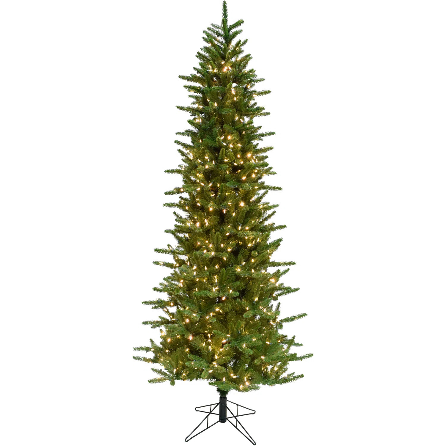 Fraser Hill Farm 7.5 ft. Carmel Pine Slim Artificial Prelit Christmas Tree with Warm White LED Li... | Wayfair North America