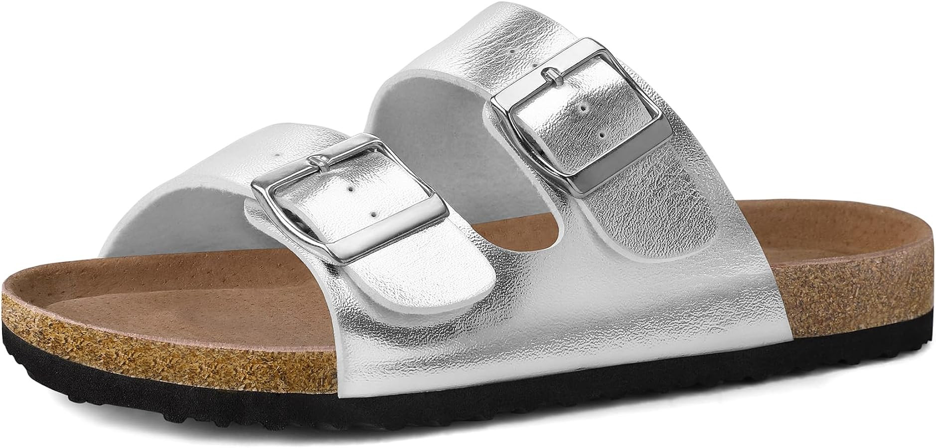 mysoft Womens Flat Sandals Cork Footbed Slides 2 Straps Adjustable Buckle Slip On Summer with +Co... | Amazon (US)