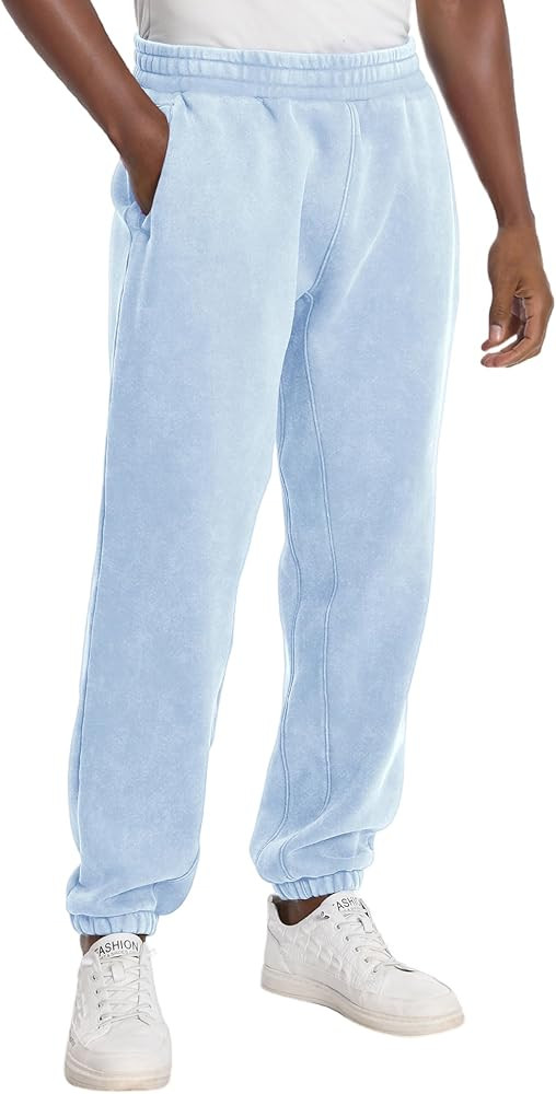 FAIABLE Heavyweight Fleece-Lined Joggers for Men, Winter Warm Washed Sweatpants Relaxed Fit Taper... | Amazon (US)