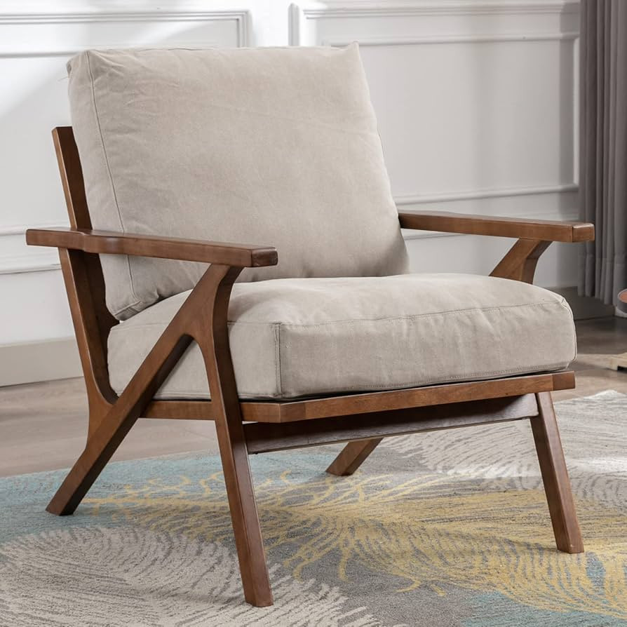 Mid Century Modern Accent Chair Upholstered Armchair Comfy Lounge Chair Indoor Arm Chair for Bedr... | Amazon (US)