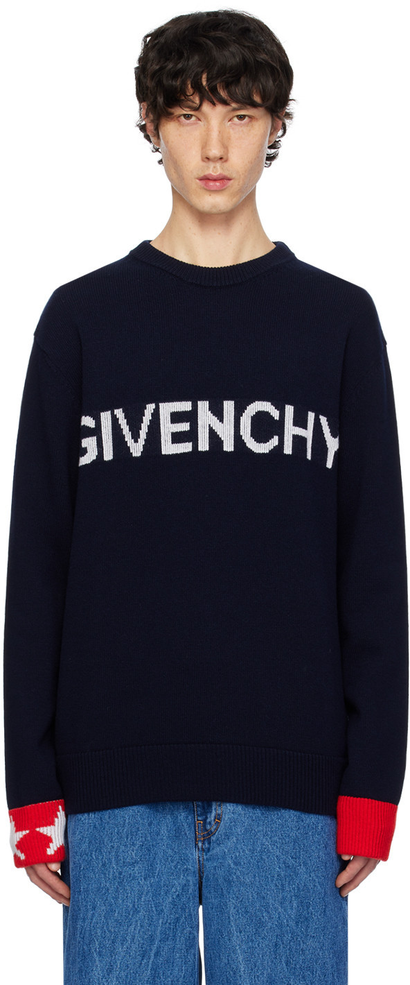 Givenchy Navy Jacquard Sweater | SSENSE