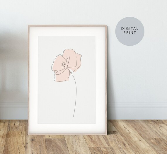 Minimalist Poppy Print Wall Art Print Floral Print Flower | Etsy | Etsy (US)