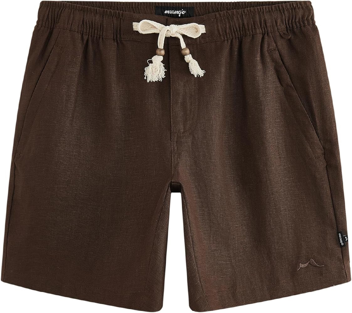 maamgic Mens 100% Linen Shorts Casual Drawstring Elastic Waist, Breathable Summer Shorts for Men ... | Amazon (US)