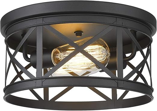 FEMILA Flush Mount Ceiling Light, 12inch Rustic Metal Cage Close to Ceiling Light Fixture for Hal... | Amazon (US)
