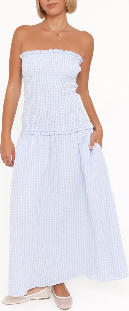 Petal & Pup Parkway Gingham Smocked Strapless Maxi Dress | Nordstrom | Nordstrom