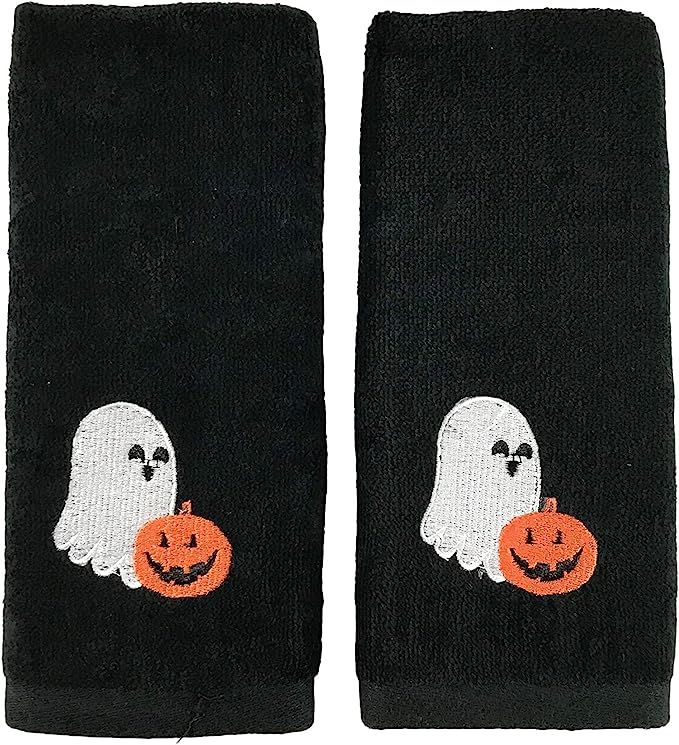 Decorative Halloween Fingertip Hand Towels: Cute Friendly Ghost and Jack O'Lantern Pumpkin Embroi... | Amazon (US)