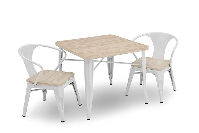 Delta Children Bistro Kids Play Table with 2-Piece Chair Set | White with Driftwood | Amazon (US)