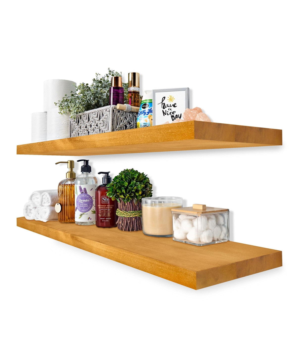 Sorbus 2 Pack 35" Solid Wood Floating Shelves - for Bathroom Decor, Books, Bedroom & Living Room - Maple | Macy's
