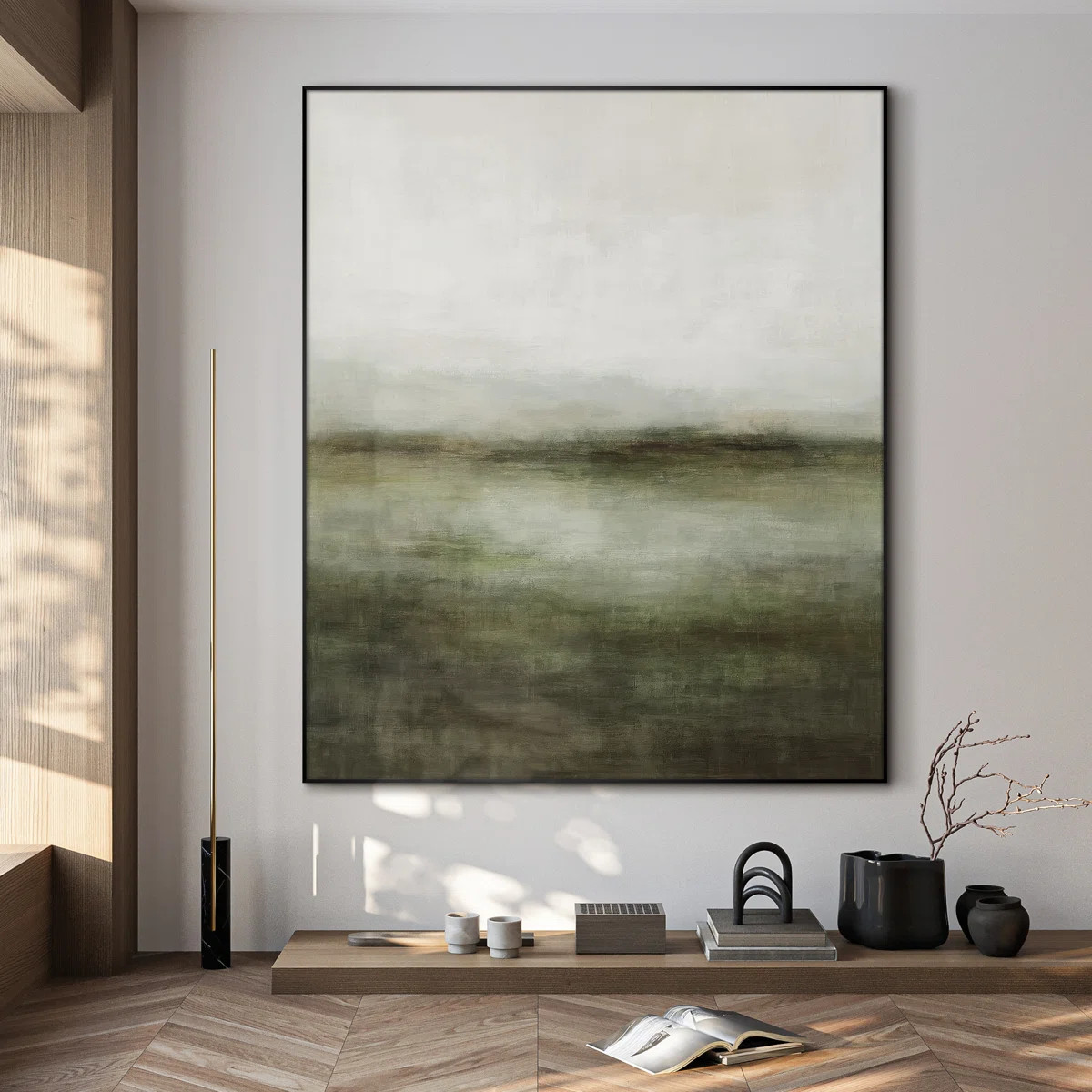 Extra Large Wall Art Fabric Print - Neutral Landscape Art Earthy Toned Horizon Contemporary Artwo... | Wayfair North America