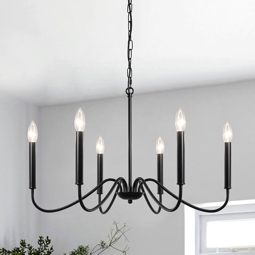 QAREHL Black Chandelier for Dining Room 6 Light Rustic Industrial Farmhouse Lighting Fixtures Han... | Amazon (US)