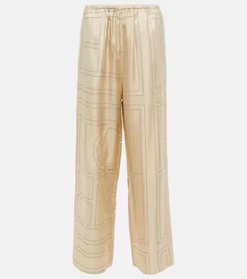 Logo mid-rise silk pants | Mytheresa (UK)