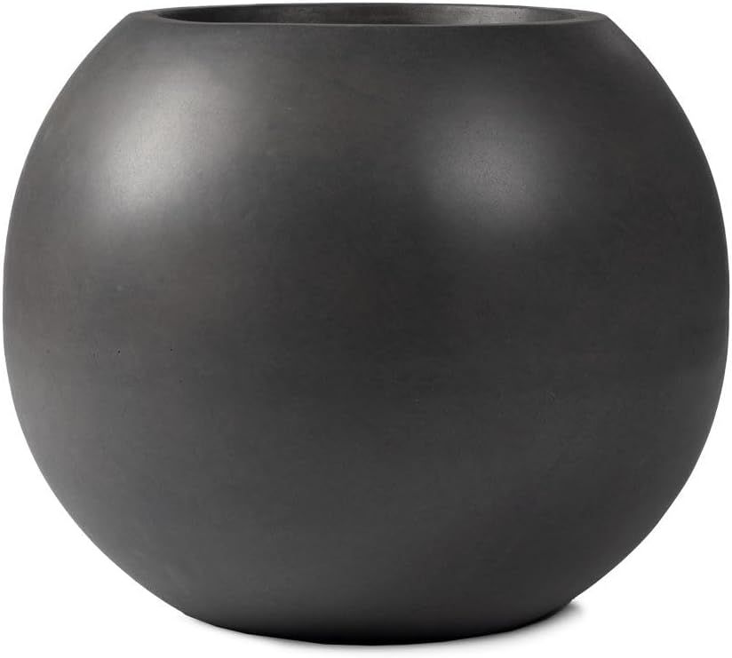Ash & Ember Onyx 24" D Ceramic Indoor Outdoor Round Sphere Planter, Charcoal, Home Décor Evergre... | Amazon (US)