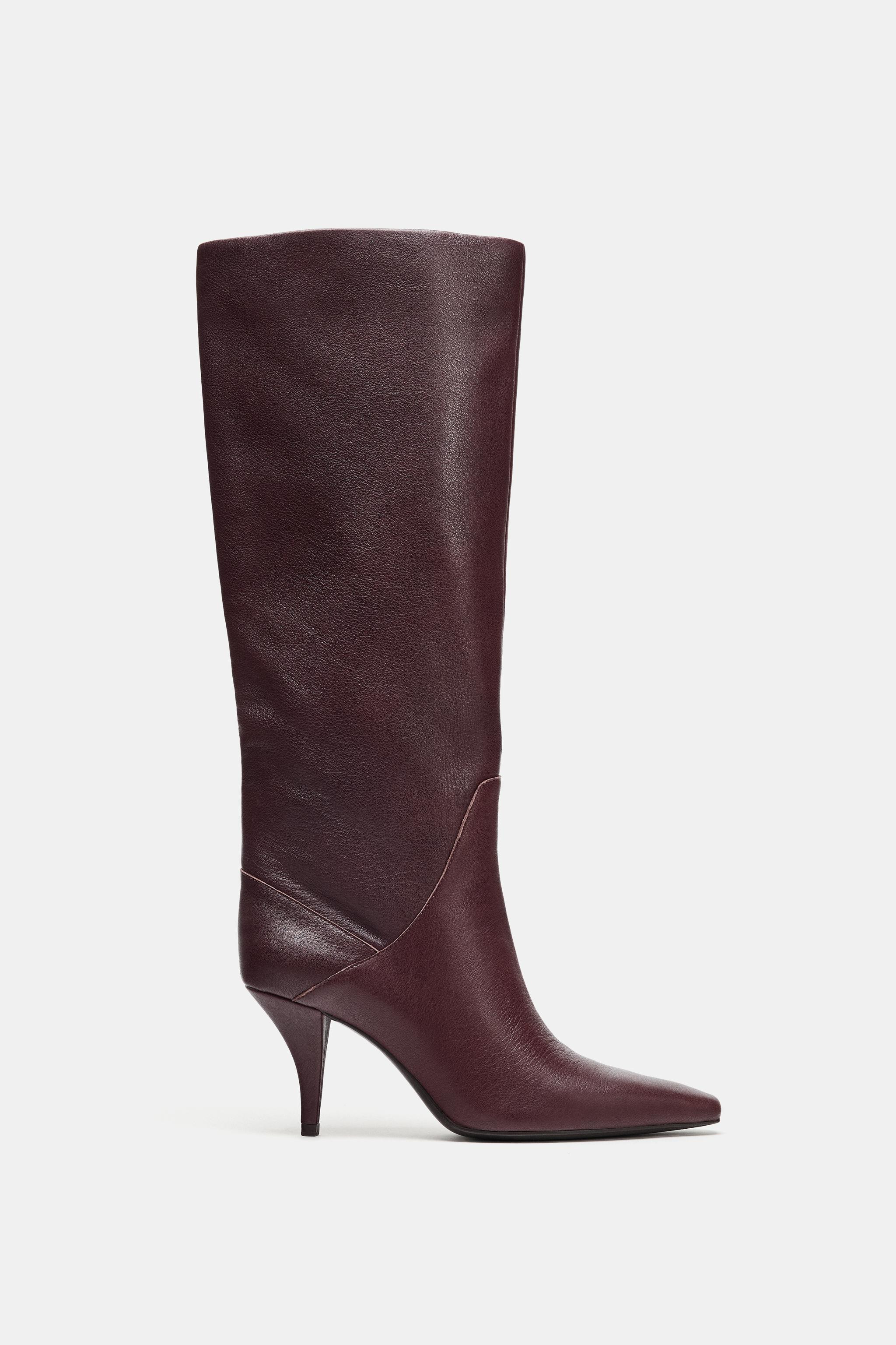 LEATHER HEEL BOOTS$ 219.00Burgundy Red | 2008/610/022Add to cartAddLeather heeled boots. High sha... | Zara US