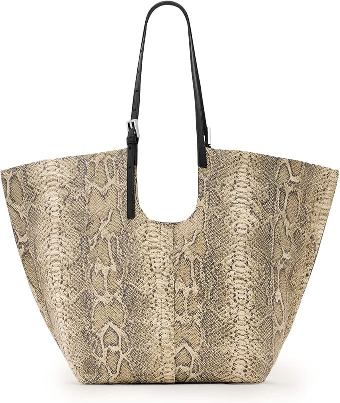 AllSaints Ara Snake East/West Tote W652XD Desert White One Size | Amazon (US)
