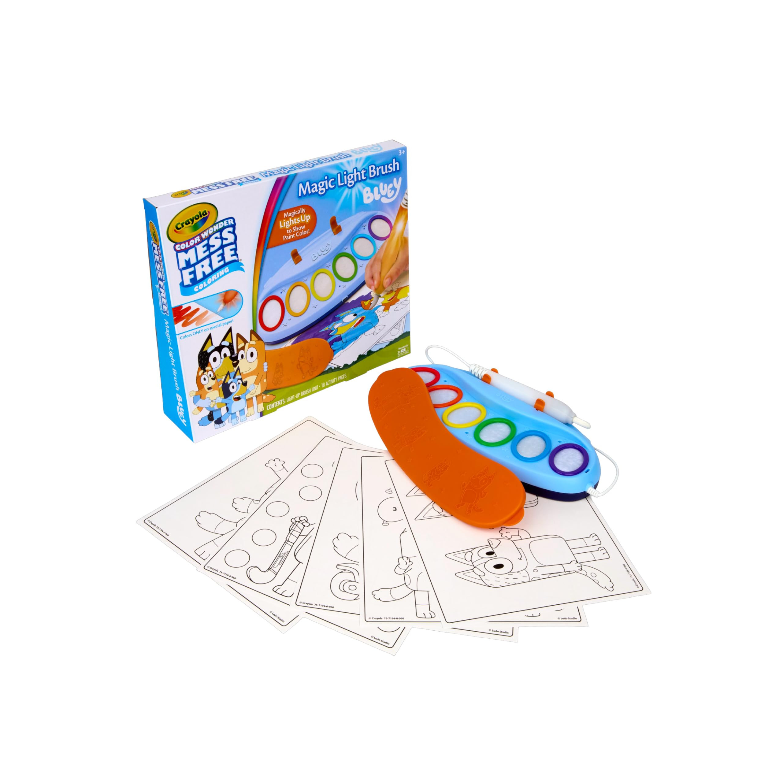 Crayola Color Wonder Bluey Magic Light Brush, Mess Free Kids Painting Set, Toddler Activities, Educational Toys, Gifts for Ages 3 & Up | Amazon (US)