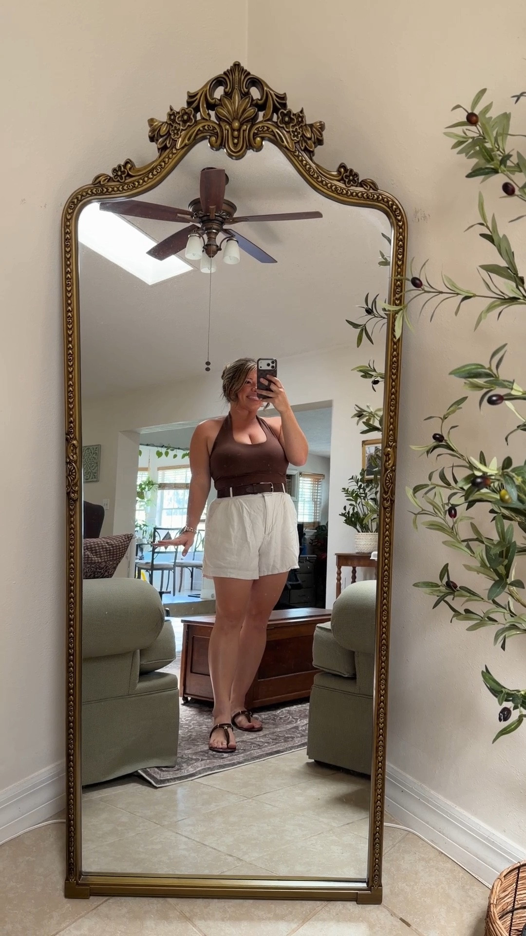 Just an every day mom outfit to hangout with some friends and our kids. A cute little comfy halter, linen shorts and a sophisticated pair of sandals.

#LTKdayinmylife #LTKootd #LTKMidsize