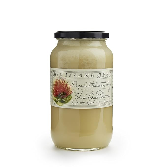 Organic Ohia Lehua Blossom Raw Hawaiian Honey, Single Floral Variety by Big Island Bees (Large 47... | Amazon (US)