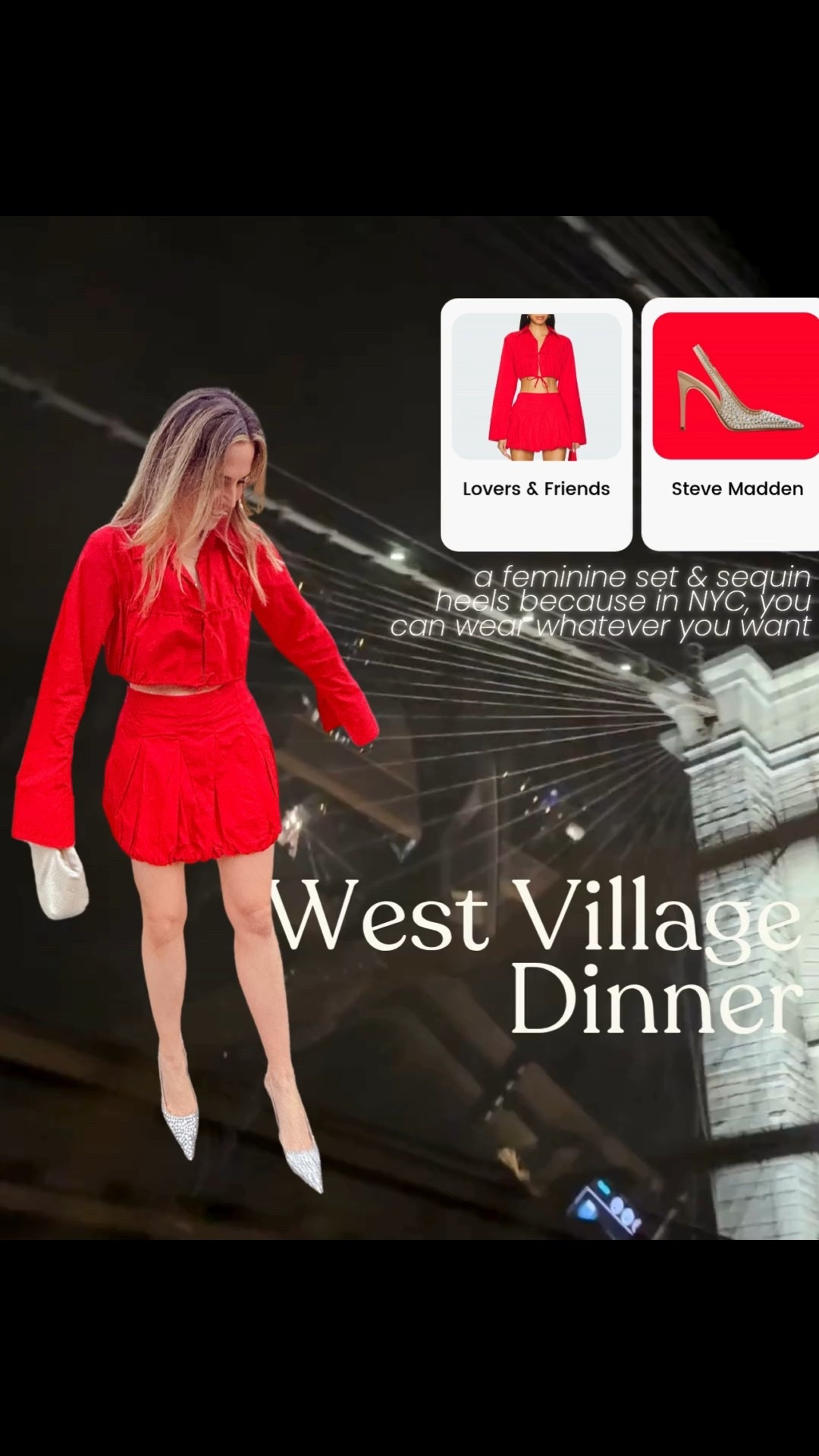 this little red set 🔥 i wore it for a fall dinner date in new york and felt so confident. the color, the cropped top, the bubble skirt - it’s such a good mix of bold + playful, and such a good statement look. paired it with sparkly heels for a little extra touch of glam ✨

wearing a size small in both pieces. the fit is comfy but structured, and the color is even better in person 🤍

#falloutfitideas #datenightoutfit #nycoutfit #redoutfit #fallfashion 

#LTKSeasonal #LTKShoeCrush #LTKTravel