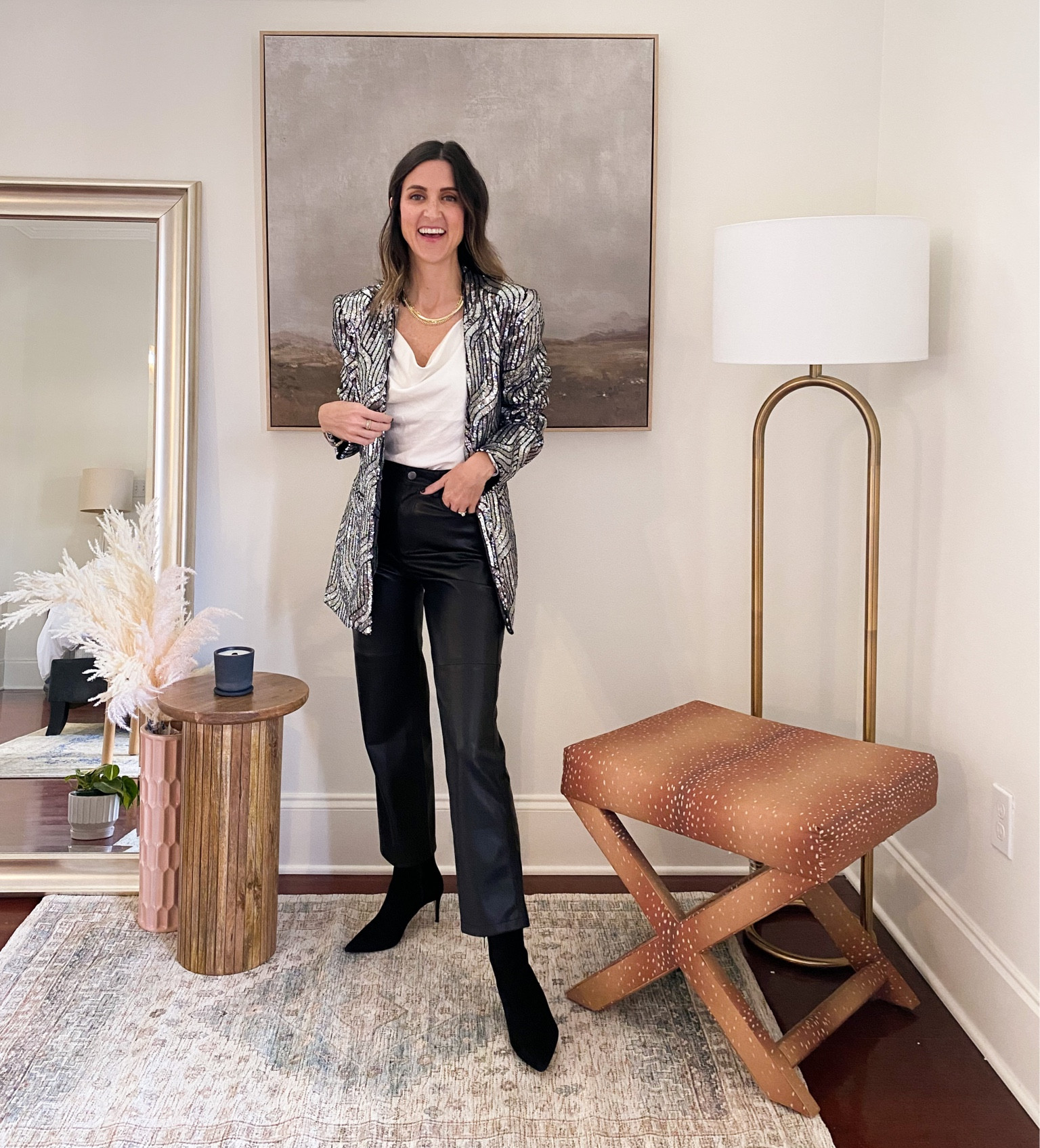 How to Style Leather Pants! Mango leather pants. Amazon cami - wearing small. Schutz boots. Zara blazer  

#LTKunder100 #LTKstyletip