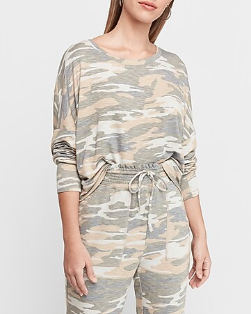 Camo Banded Bottom Sweatshirt | Express