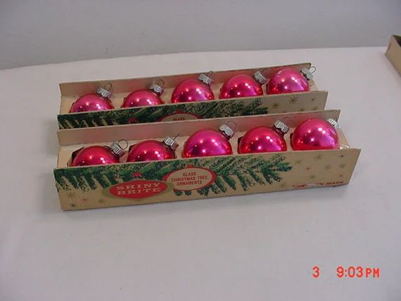 10 Vintage Pink Shiny Brite Christmas Tree Ornaments In | Etsy | Etsy (US)