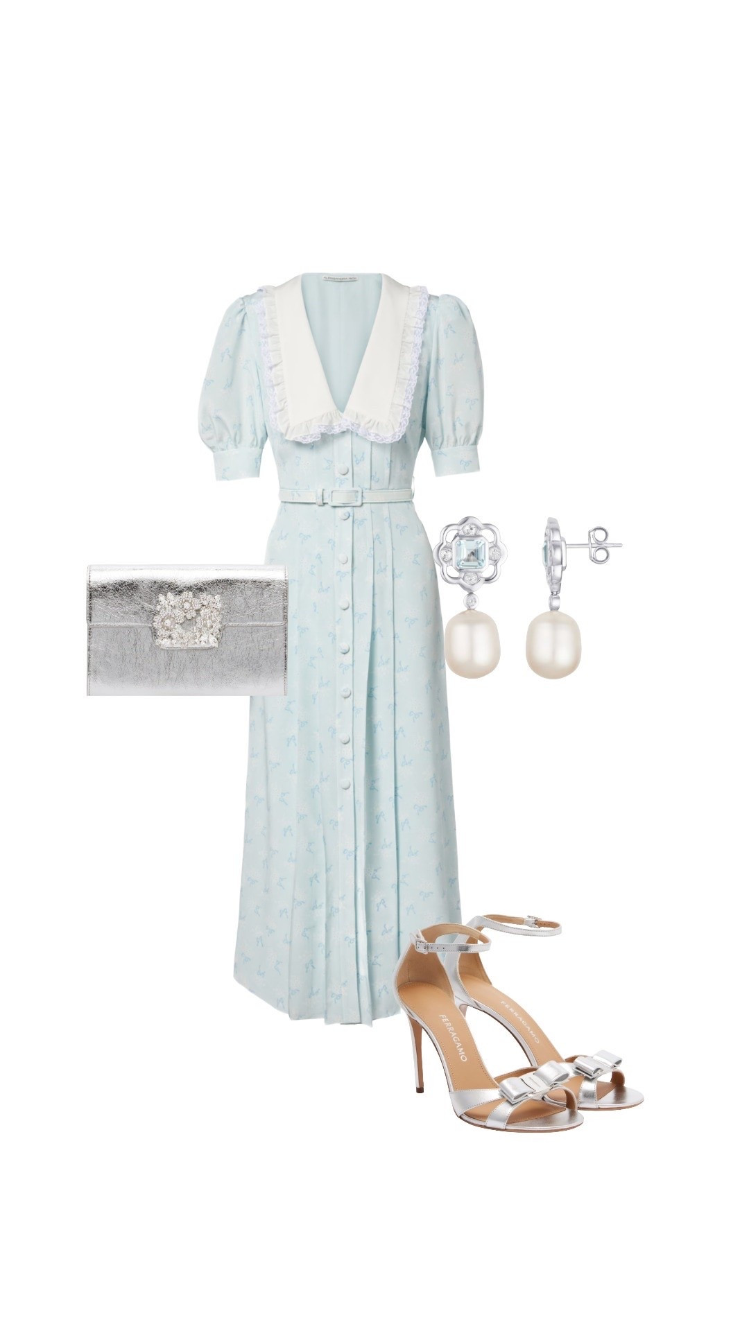 Elegance personified. This new Silk Contrast Collar Pale Blue Midi Dress by Alessandra Rich (a favourite designer of HRH Catherine Princess of Wales) has just arrived at My Theresa & won’t be around long! Style for events this summer - check product list for sublime hats for Royal Ascot that will make the dress event more of a statement. 


Silver Buckle Clutch Handbag - Roger Vivier at My Theresa 

Silver Bow Heel Sandals - New arrival Ferragamo at My Theresa 

Silver Blue Topaz Drop Earrings - new at Wolf & Badger (10% off everything this weekend)

#LTKeurope #LTKsummer #LTKwedding

#LTKdresses #LTKluxury #LTKuk
