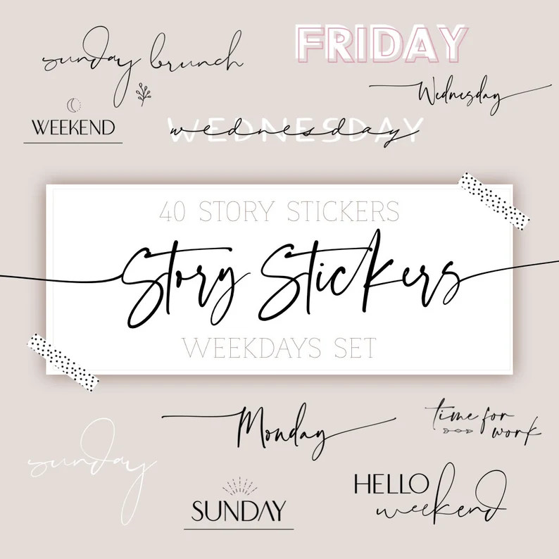 Weekdays II Instagram Story Sticker | Etsy (US)