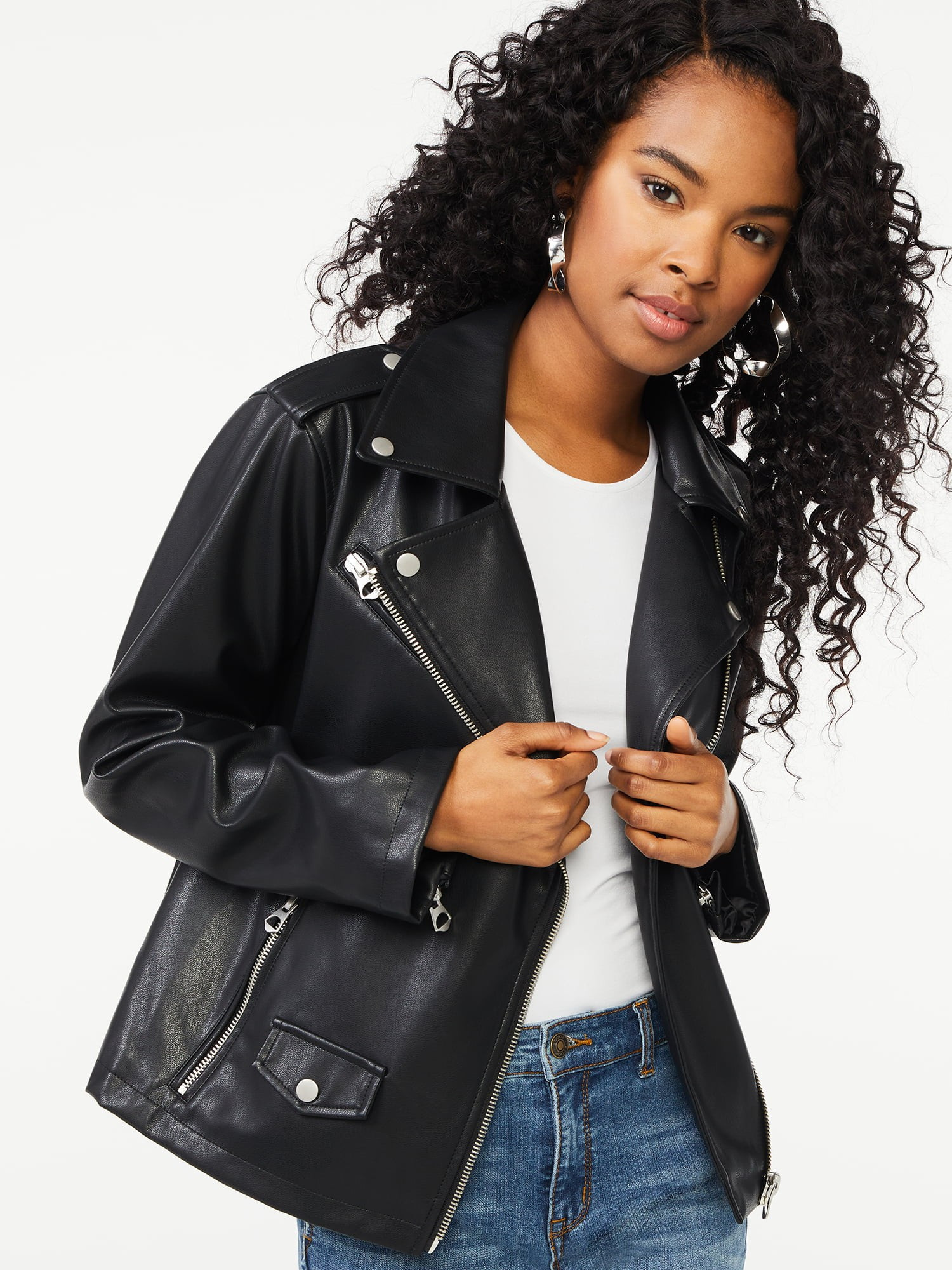 Scoop Women's Faux Leather Moto Jacket | Walmart (US)
