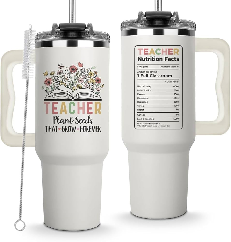 Teacher Appreciation Cups 40oz Tumbler - Teachers Plant Seeds That Grow Forever, Perfect Coffee T... | Amazon (US)