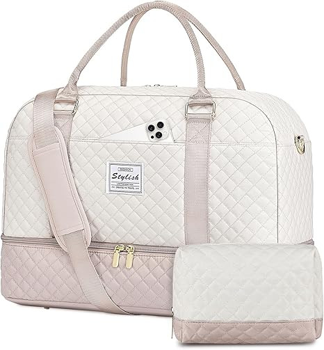 Travel Duffle Bag Weekender for Women: Travel Duffel Bag Carry-On Overnight Bag with Shoe Compart... | Amazon (US)