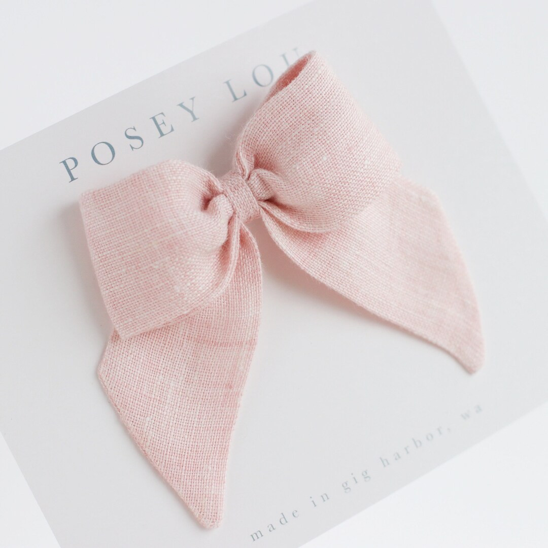 Sailor Bow Small Blossom Pink Linen - Etsy | Etsy (US)