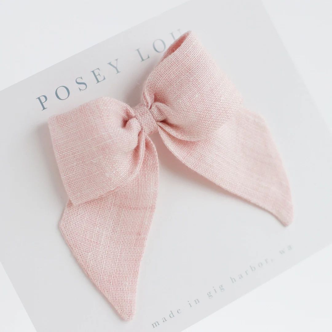 Sailor Bow Small Blossom Pink Linen - Etsy | Etsy (US)