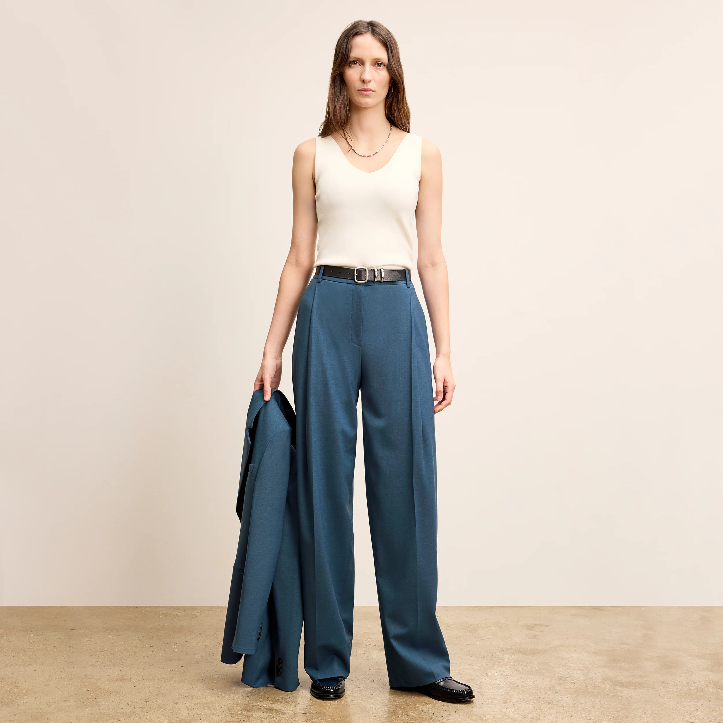 Rina Sculptural Pant - Washable Wool Twill :: Bluebell | MM LaFleur