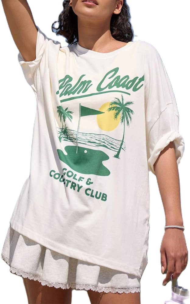 Women Y2k Oversized Summer Tops Cute Fruit Loose Fit Vintage T Shirts Crew Neck Aesthetic Graphic... | Amazon (US)