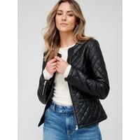 Quilted PU Jacket - Black | Very (UK)