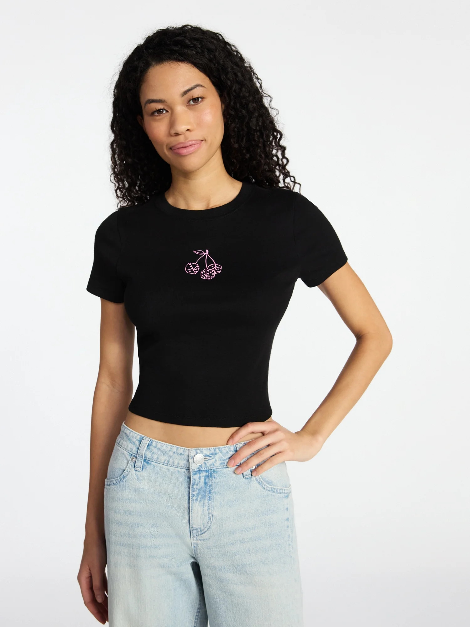 No Boundaries Cotton Crewneck Cropped Tee, Women's XXS-XXL | Walmart (US)
