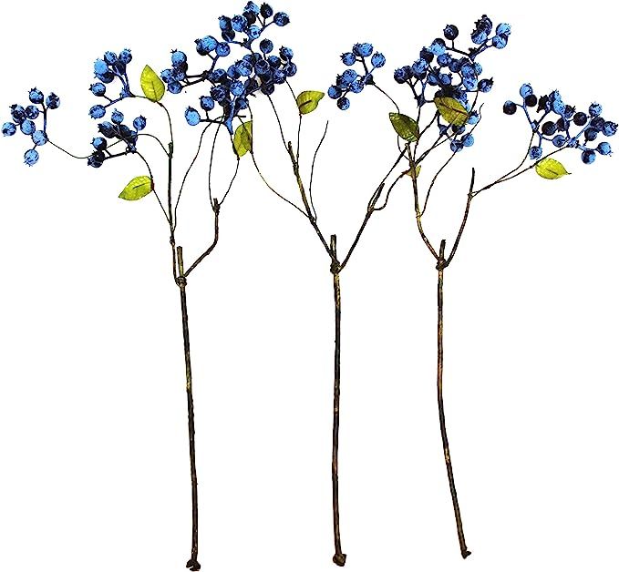 INMING 18 Inch Artificial Blueberry Fruits Branches Fake Berries Blue Decorative for Wedding DIY ... | Amazon (US)
