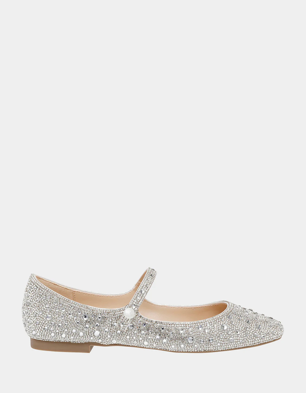 TESS SILVER Rhinestone Mary Jane Flat | Ballet Flats | Betsey Johnson