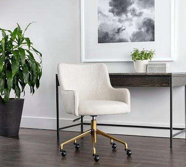 Iggy Upholstered Swivel Desk Chair | Pottery Barn (US)