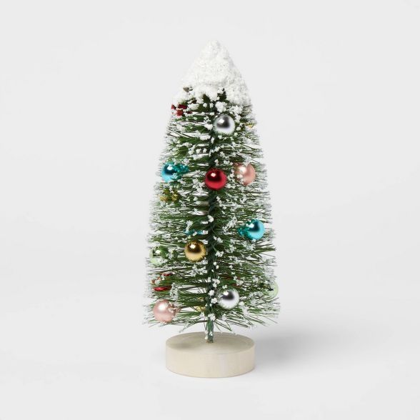 11" Artificial Christmas Flocked & Decorated Bottle Brush Tree - Threshold™ | Target